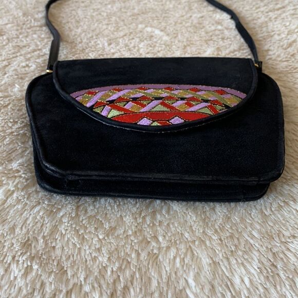 Vintage J.Renee 80s black suede purse - Picture 6 of 16